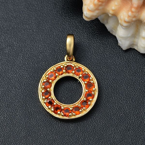 AAA Blaze-Feueropal Anh&auml;nger 925 Silber 750 Gelbgold Vermeil ca. 0.67 ct image number 2