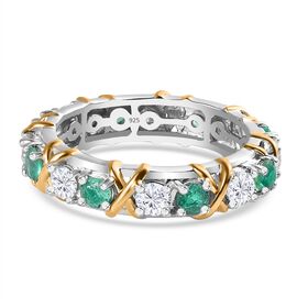Moissanit, Smaragd Ring 925 Silber Zweifarbige Beschichtung (Größe 20.00) ca. 1,72 ct