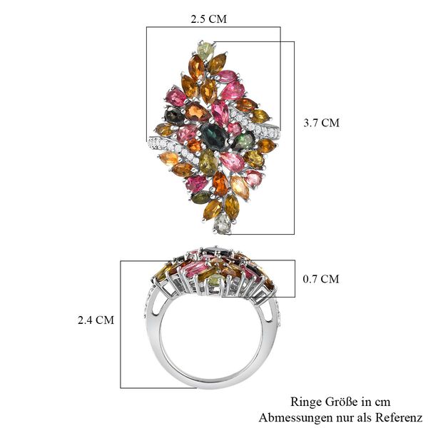 Mehrfarbiger Turmalin Ring, 925 Silber platiniert, ca. 6.11 ct image number 7