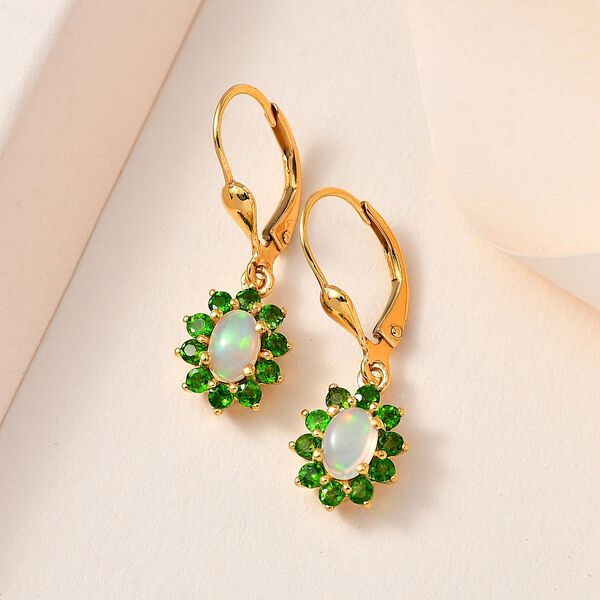 AA natürliche Welo Opal und Chormdiopsid-Ohrringe - 1,64 ct. image number 2