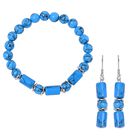 Blauer Howlit Schmuckset Reiner Edelstahl ca. 136.00 ct