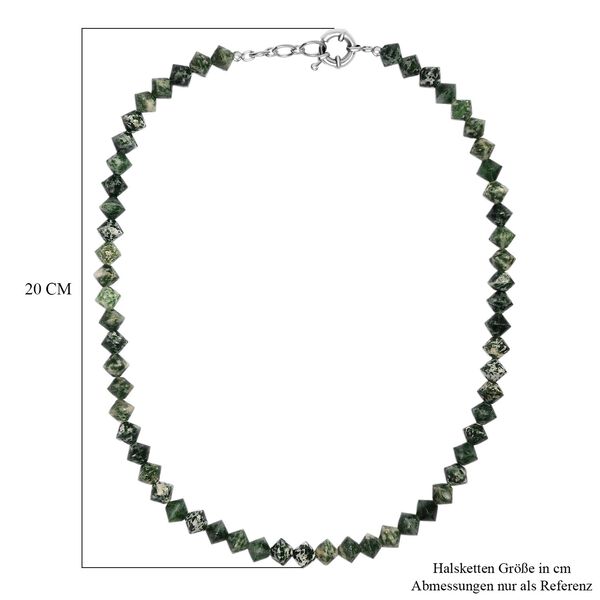 Gr&uuml;nfleck-Achat Halskette ca. 50 cm mit 2.5 cm extender, Nickelfreies Messing platiniert ca. 250,00 ct. image number 6