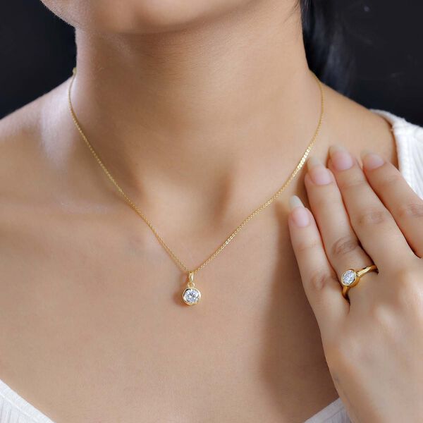 2er Set - Moissanit Ring und Anhänger, 925 Silber vergoldet (Größe 20.00) ca. 1.50 ct image number 3