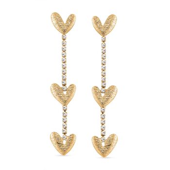 Herzf&ouml;rmige Ohrh&auml;nger mit Kristall, goldfarben