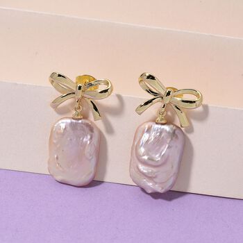 Mehrfarbige Keshi Perle Ohrringe Nickelfreies Messing, Goldfarben