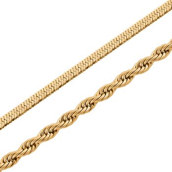 2er Set Halskette, ca. 50 cm mit 5 cm extender, Reiner Edelstahl, Goldfarben