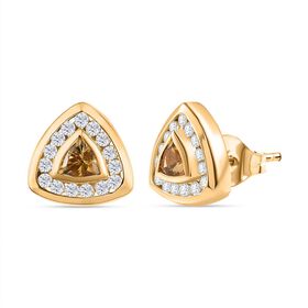 AA natürliche goldene Tansanit und Zirkon-Ohrringe - 1,01 ct.