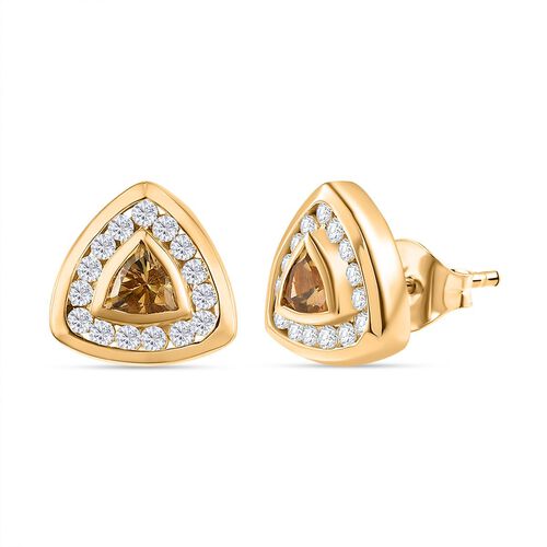 AA natürliche goldene Tansanit und Zirkon-Ohrringe - 1,01 ct. image number 0