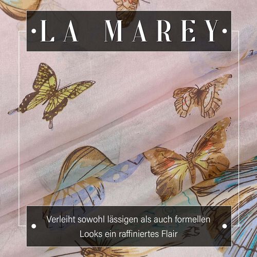 LA MAREY - 100% Maulbeeren-Seidenschal, Chiffon, 110x180cm, Rosa mit Schmetterlingmuster image number 1