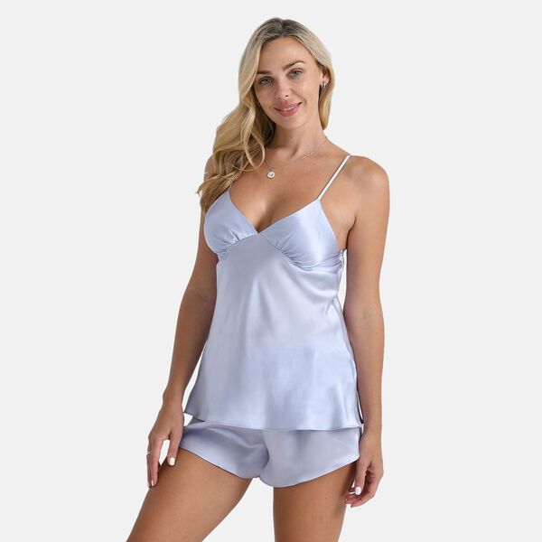 LA MAREY Seidentop aus Maulbeerseide, Gr&ouml;&szlig;e S, Blau image number 3