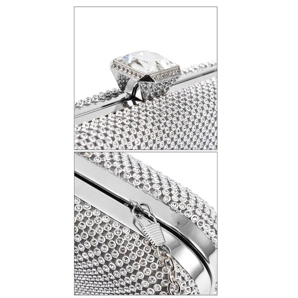 Moderne Clutch mit Kristallverzierung, 20x4x2 cm, Silber image number 5