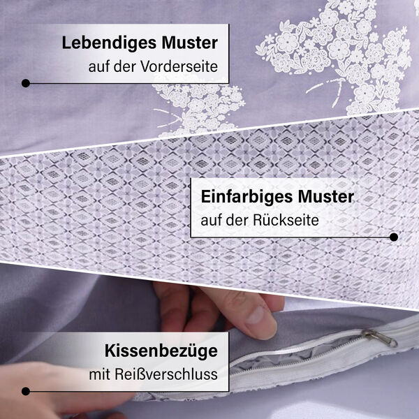 Bettw&auml;sche-Set 6tlg. &ndash; Floraler Schmetterling, grau image number 4