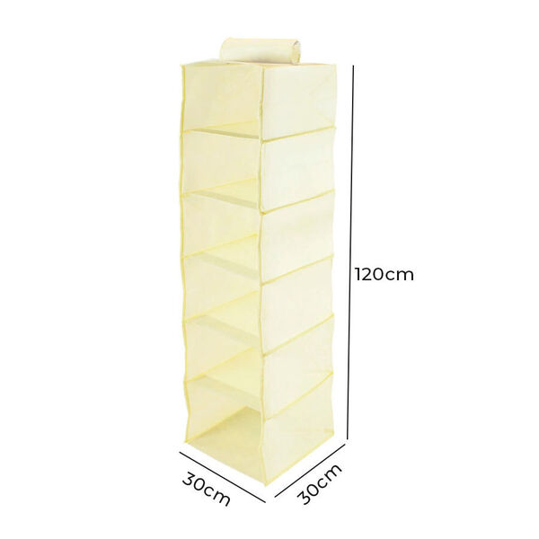 Regal Kleiderschrank Organizer mit 6 Fächern, 120x30x30 cm, Crème image number 2