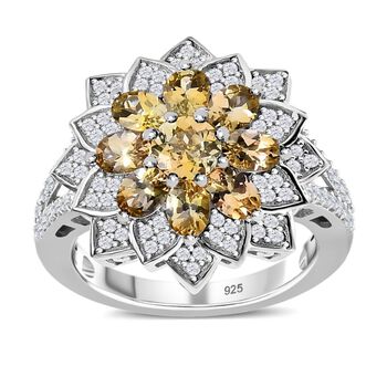 Nat&uuml;rlicher, goldener Tansanit und Zirkon-Cocktail-Ring - 2,58 ct.