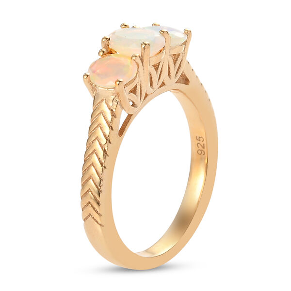 Nat&uuml;rlicher &Auml;thiopischer Opal 3 Stein Ring 925 Silber vergoldet  ca. 0,75 ct image number 5