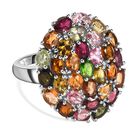 Nat&uuml;rlicher, mehrfarbiger Turmalin-Ring, 925 Silber platiniert (Gr&ouml;&szlig;e 17.00) ca. 5.58 ct