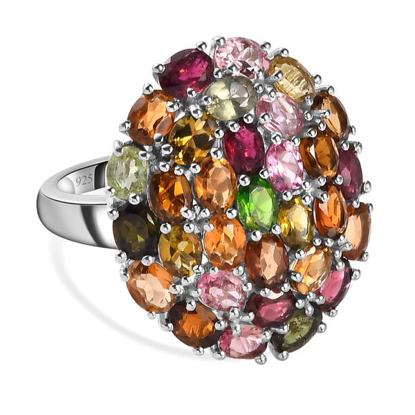 Nat&uuml;rlicher, mehrfarbiger Turmalin-Ring, 925 Silber platiniert (Gr&ouml;&szlig;e 17.00) ca. 5.58 ct image number 0