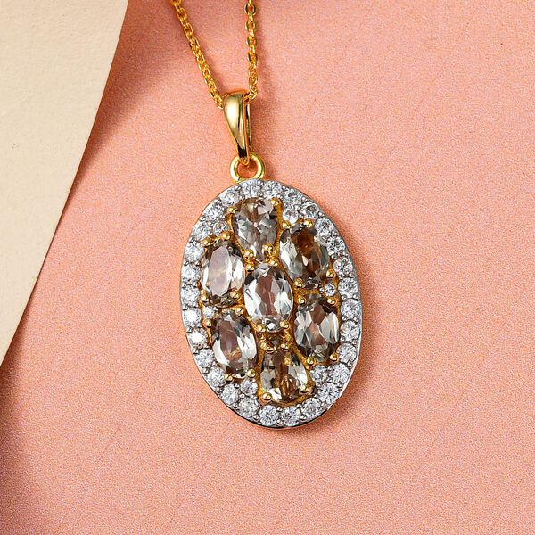 AAA Turkizit und weißer Zirkon-Anhänger mit Kette, 50 cm - 4,21 ct. image number 3