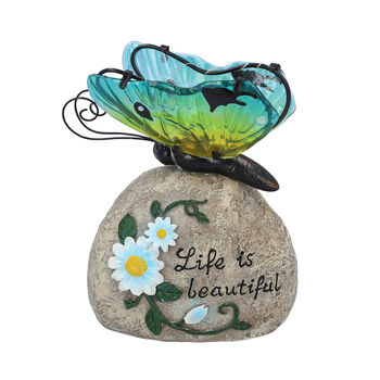 Harz Solarlampe, Schmetterling, Gr&ouml;&szlig;e 16x10x20 cm, Gr&uuml;n