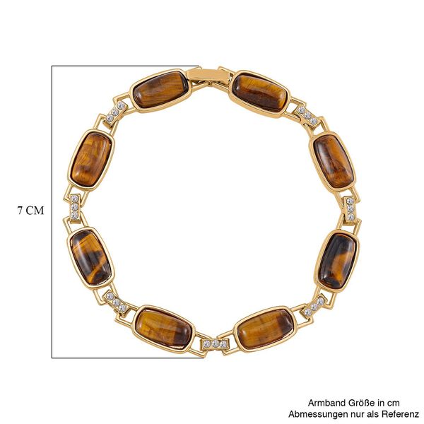 Gelbes Tigerauge, Wei&szlig;er Kristall Armband, magnetischem Verschluss, ca. 20 cm image number 6
