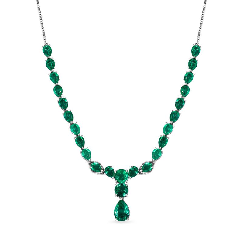 Smaragd Triplett Quarz Halskette, 45 cm - 39,60 ct. image number 0