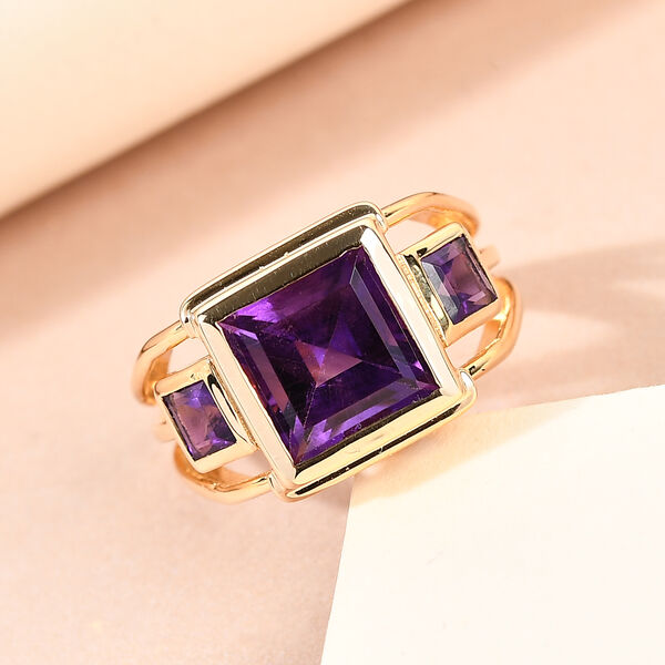 Lusaka Amethyst-Ring, 925 Silber vergoldet  ca. 3,92 ct image number 2