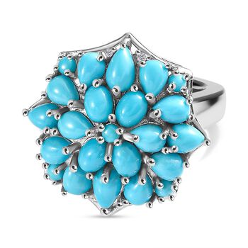 AA Amerikanischer nat&uuml;rlicher Sleeping Beauty T&uuml;rkis Ring 925 Silber rhodiniert (Gr&ouml;&szlig;e 20.00) ca. 3.24 ct