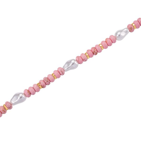 Wei&szlig;e Muschelkernperle, Almandin Halskette, ca. 50 cm + 5 cm Extender, goldfarben image number 3