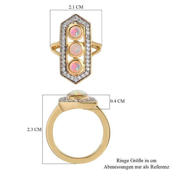 Nat&uuml;rlicher, &auml;thiopischer Opal und Zirkon-Ring, 925 Silber Gelbgold Vermeil  ca. 1,69 ct image number 7
