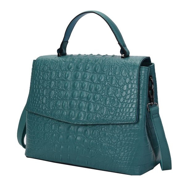 Schultertasche aus 100% echtem Leder mit Kroko-Prägung und abnehmbarem Riemen image number 5