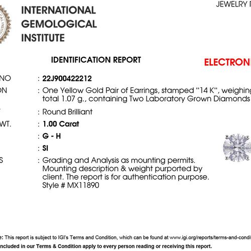 IGI zertifizierte SI GH Diamant-Ohrringe in 585 Gelbgold - 1 ct. image number 8