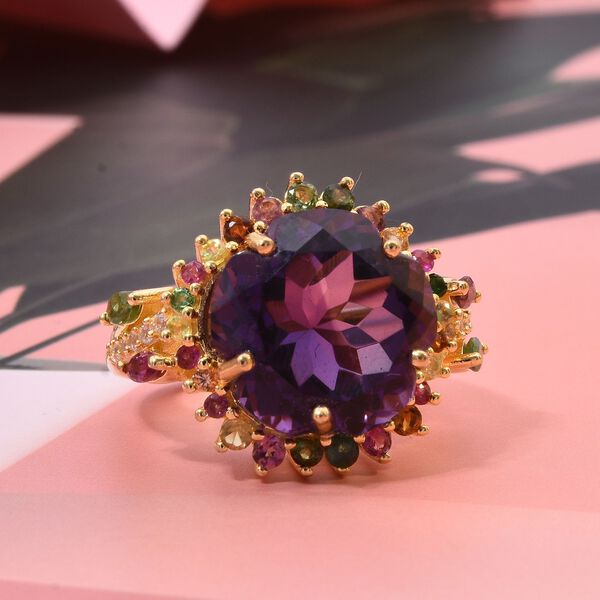 AA Afrikanischer Amethyst, Multi-Turmalin und Zirkon Ring - 10,91 ct. image number 1
