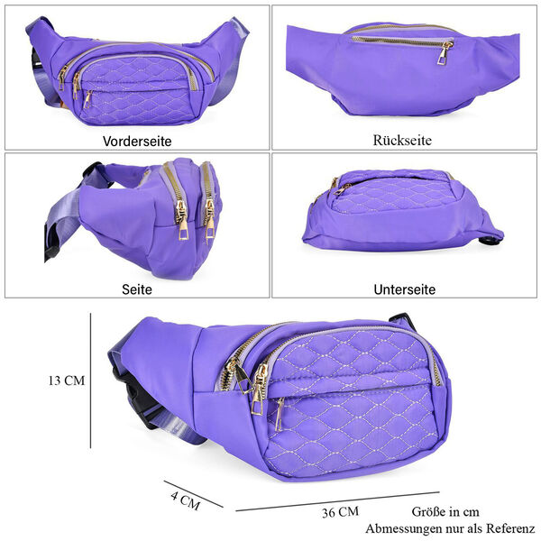 Multifunktionale RFID-geschützte Nylon Gürteltasche mit Schnellverschluss, 36x4x13cm, Lavendel image number 5