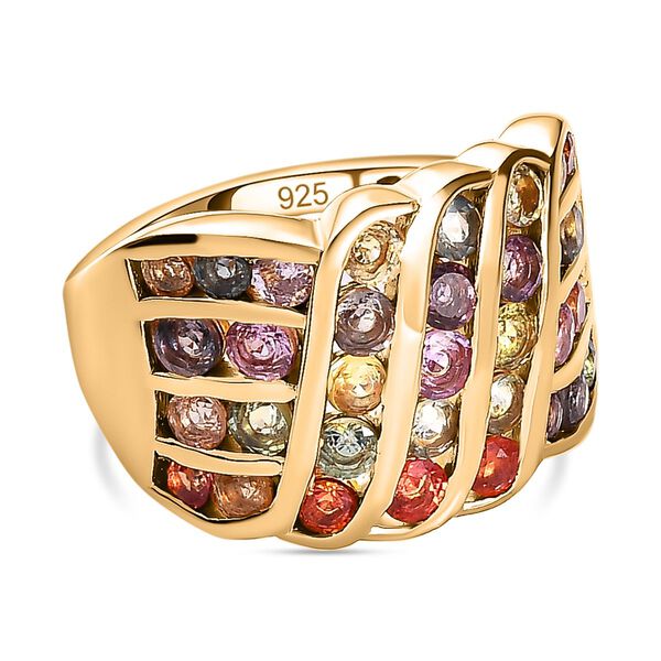Regenbogen Saphir Ring, 925 Silber Gelbgold Vermeil (Größe 19.00) ca. 2.87 ct image number 0