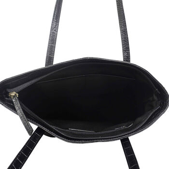 Assots London Julia, krokogepr&auml;gt echtes Leder Tote Tashe - Gr&ouml;&szlig;e: 35x24x6cm, schwarz