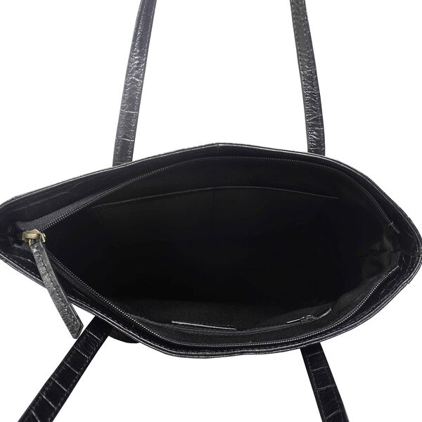 Assots London Julia, krokogepr&auml;gt echtes Leder Tote Tashe - Gr&ouml;&szlig;e: 35x24x6cm, schwarz image number 3