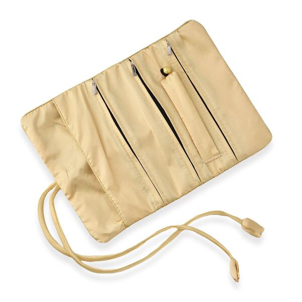 Schmuckorganizer aus Satin mit Stickerei und 5 Premium-Poliert&uuml;chern, 20x9cm, Gold image number 6