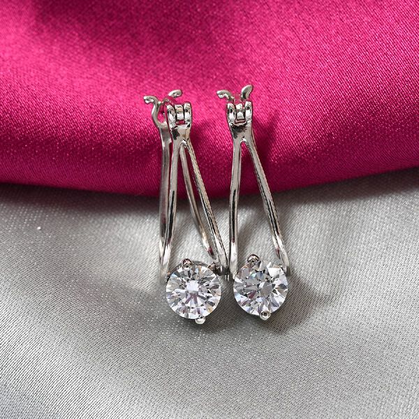 LUSTRO STELLA Hergestellt mit Feinster ZIRKONIA Ohrhänger 925 Silber platiniert ca. 2,87 ct  image number 2