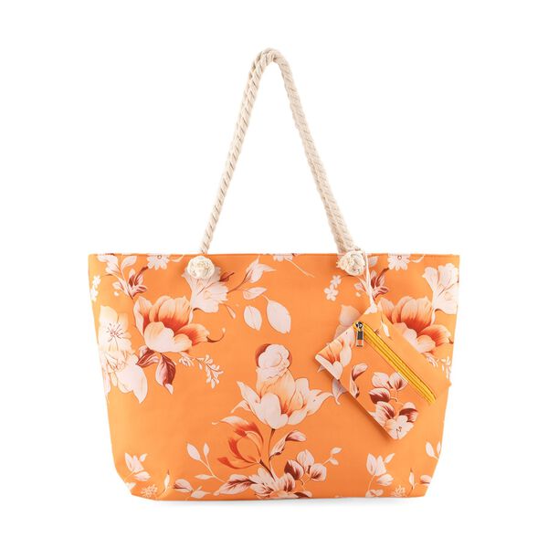 Leopardenmuster Shopper Set 2-teilig Gro&szlig;e Tragetasche 56 x 36 x 16 cm mit Rei&szlig;verschluss Etui 15 x 12 cm, Orange