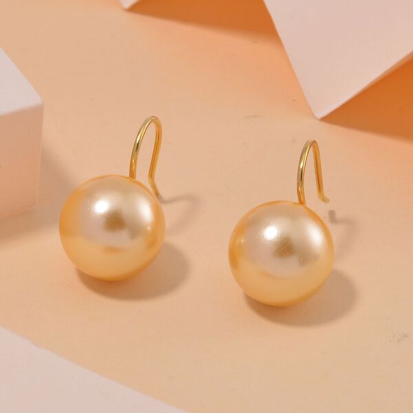 Goldene Muschelkernperle Ohrringe 925 Silber vergoldet image number 2