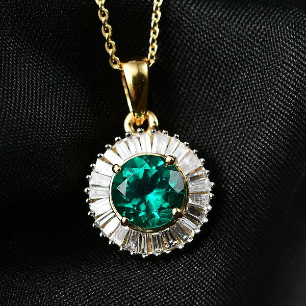 LUXURIANT AAA Labor kolumbianischer Smaragd und Labor Diamant Anh&auml;nger mit 50cm Kette - 1,98 ct. image number 1