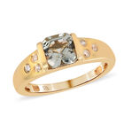 Prasiolith und Zirkon Ring 925 Silber Gelbgold Vermeil  ca. 1,18 ct image number 3