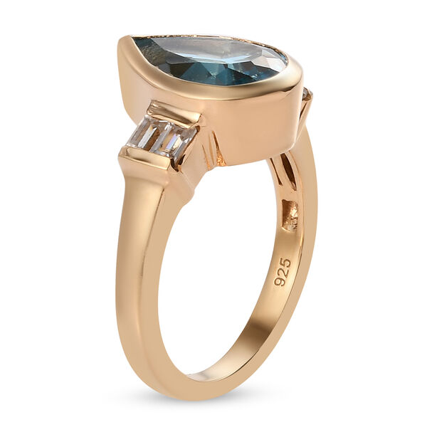 Schweizer Blautopas und Zirkon Ring 925 Silber vergoldet  ca. 3,90 ct image number 5