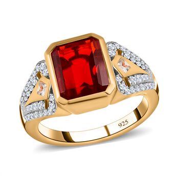 Purpurroter Feueropal und Zirkon-Ring - 2,69 ct.