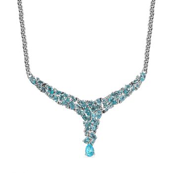Paraiba-Apatit Collier, ca. 45 cm, 925 Silber platiniert ca. 7.46 ct