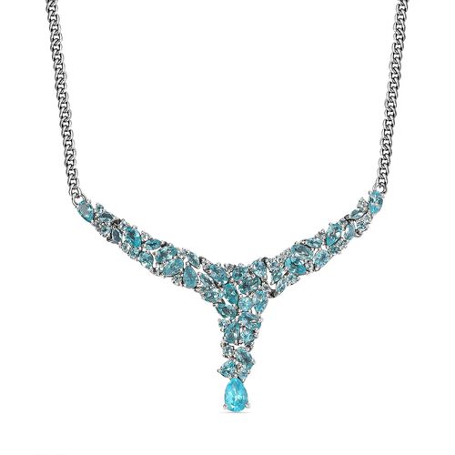 Paraiba-Apatit Collier, ca. 45 cm, 925 Silber platiniert ca. 7.46 ct image number 0