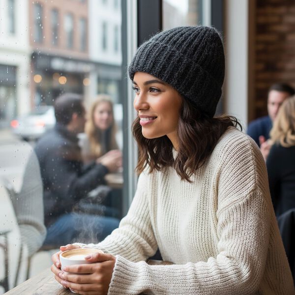 Rippstrick-M&uuml;tze mit Teddyfutter, Einheitsgr&ouml;&szlig;e, Grau image number 2