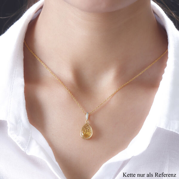 Citrin und wei&szlig;er Zirkon-Anh&auml;nger, 925 Silber vergoldet ca. 4.70 ct image number 2