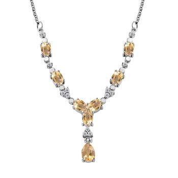 Citrin Halskette ca. 45 cm Edelstahl ca. 4.51 ct