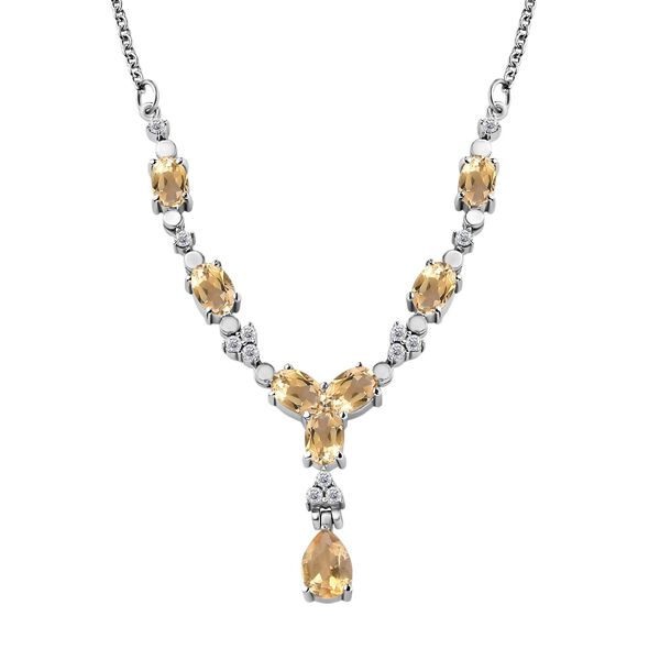 Citrin Halskette ca. 45 cm Edelstahl ca. 4.51 ct